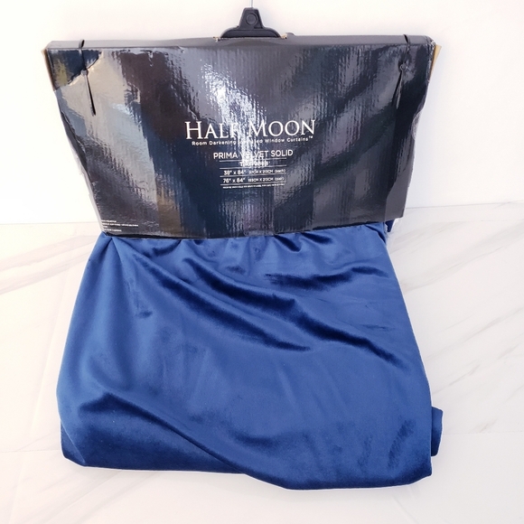 Prima Two Panel Velvet Darkening Insulated Window Curtains Navy Blue 38" X 84" - Picture 3 of 16